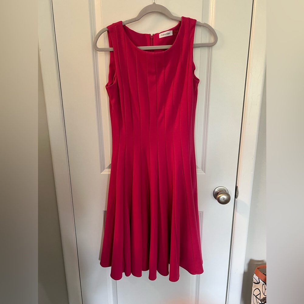 Calvin Klein vintage Barbie hot pink pleated dress